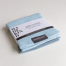 Load image into Gallery viewer, photo of MadeKind set of 2 knitted dish cloths in blue
