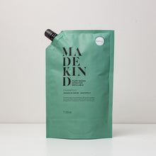 Load image into Gallery viewer, Photo of a 1 Litre refill pouch of MadeKind&#39;s natural shampoo with orange blossom &amp; grapefruit essential oils
