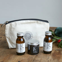 Load image into Gallery viewer, Petite Candle &amp; 2 Mini Body Washes in Cotton Zip Pouch
