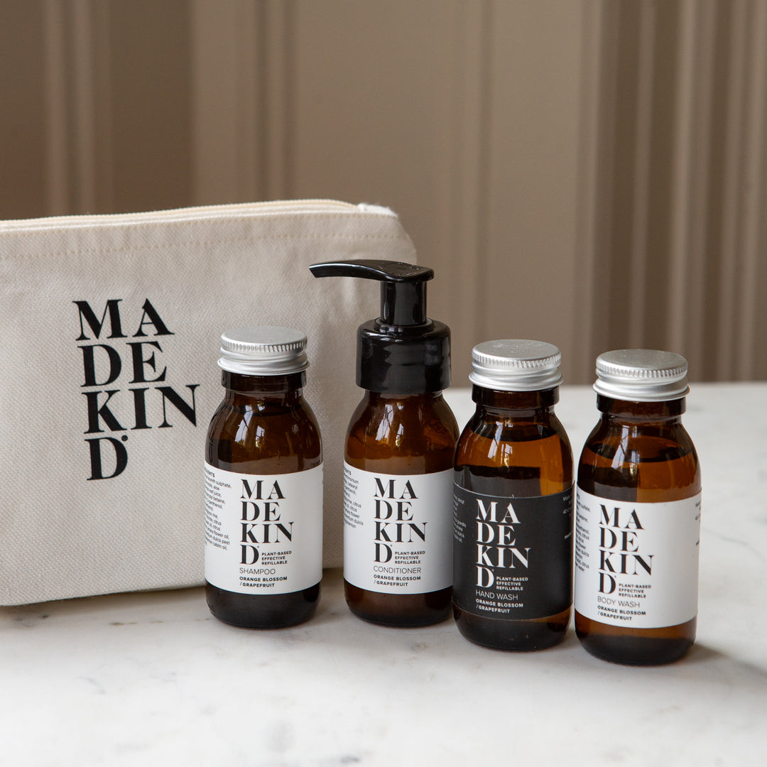 MadeKind Wash Bag with Travel Size Natural Toiletries