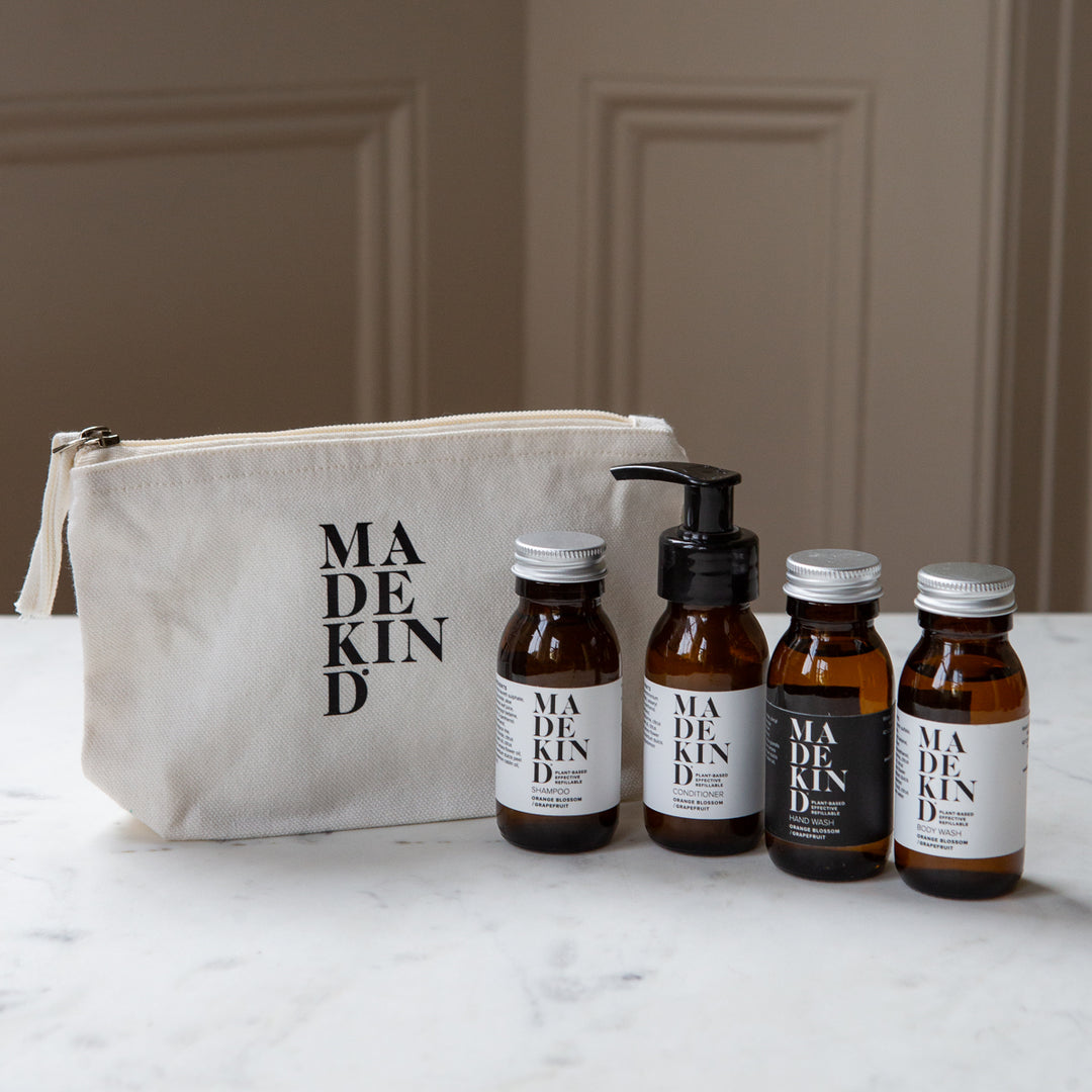MadeKind Wash Bag with Travel Size Natural Toiletries