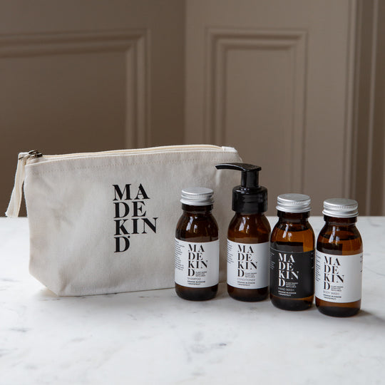 MadeKind Wash Bag with Travel Size Natural Toiletries