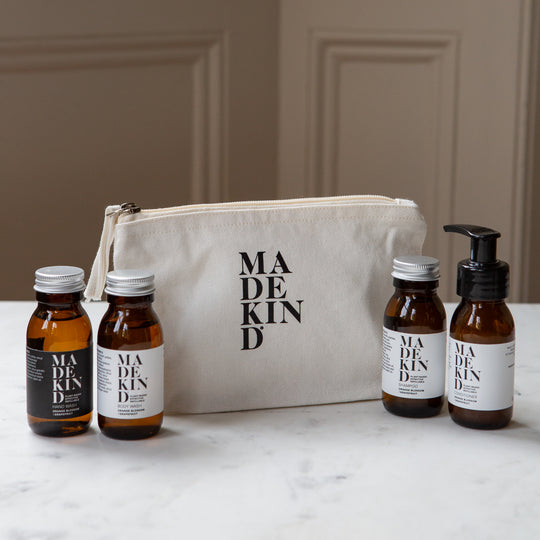 MadeKind Wash Bag with Travel Size Natural Toiletries