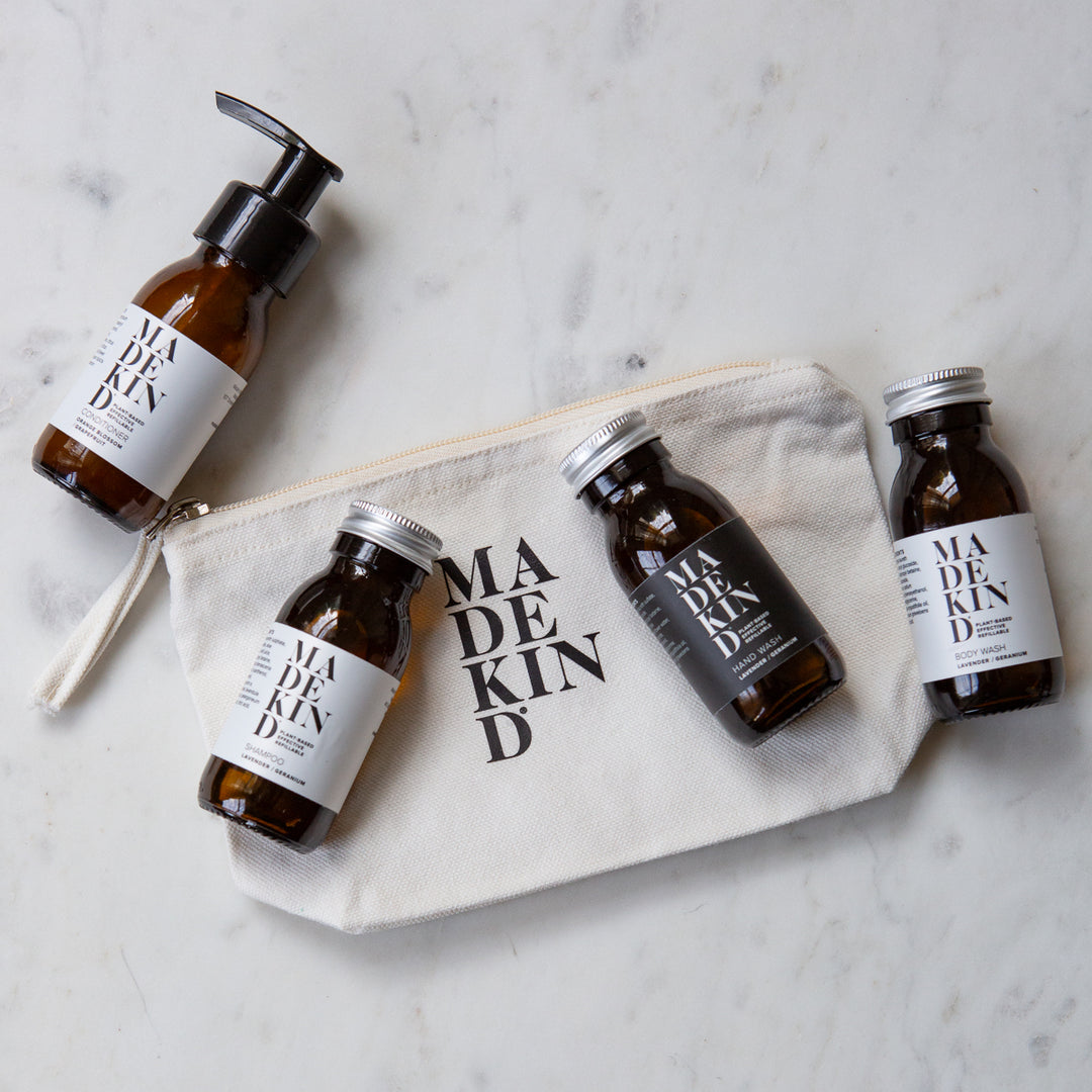 MadeKind Wash Bag with Travel Size Natural Toiletries