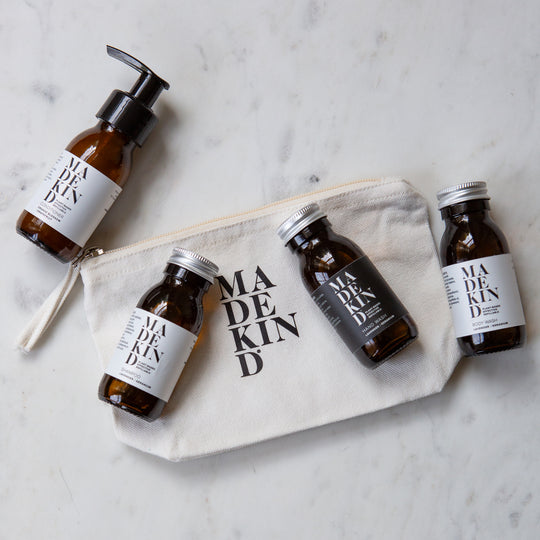 MadeKind Wash Bag with Travel Size Natural Toiletries
