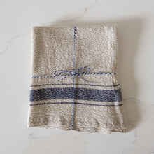 Load image into Gallery viewer, Woven Linen Blue Border Stripe Tea Towel
