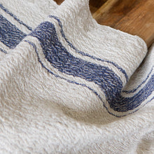 Load image into Gallery viewer, Woven Linen Blue Border Stripe Tea Towel

