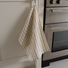 Load image into Gallery viewer, Woven Linen Natural and White Striped Tea Towel
