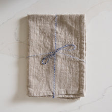 Load image into Gallery viewer, Photo of a Woven Linen Natural Tea Towel on a kitchen island

