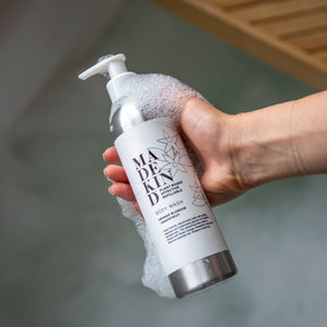 Photo of Madekind natural body wash. Gentl shower gel infused with essential oils.